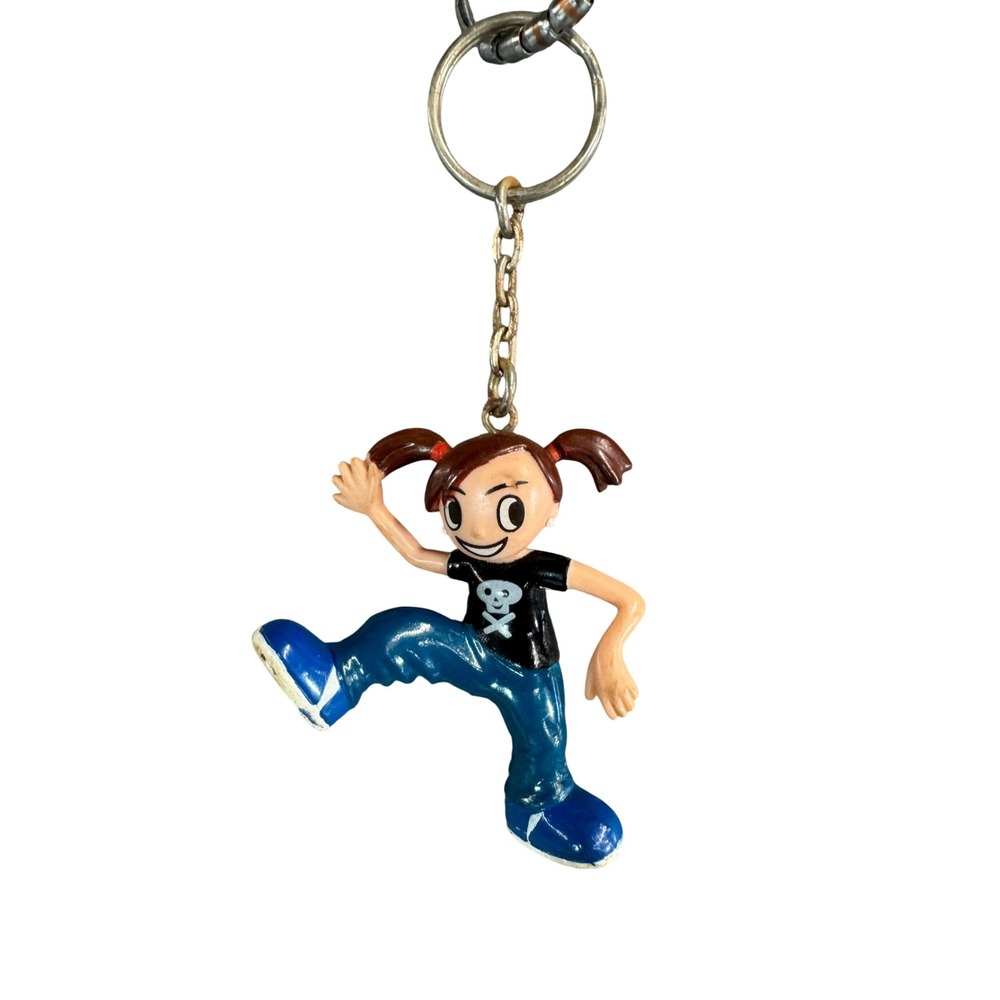 Vintage Puffy Keychain Skull Shirt Pigtails PVC Figure R.G./I.P.